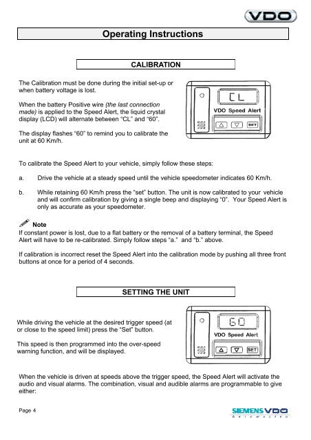 vdo speed alert installation instructions - Howard Instruments