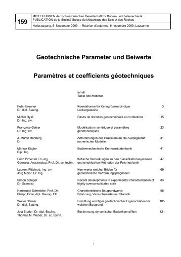 159 Geotechnische Parameter und Beiwerte ... - SGBF-SSMSR