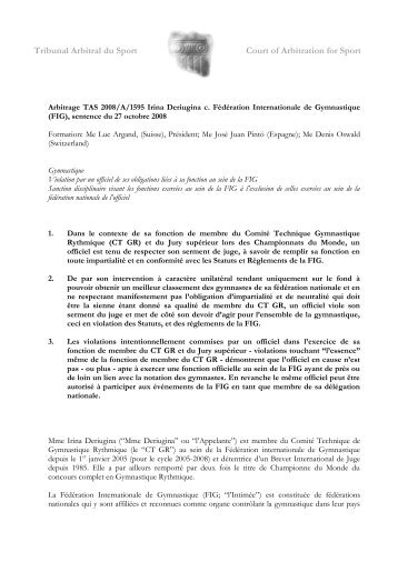 TAS xxx - Tribunal Arbitral du Sport / TAS