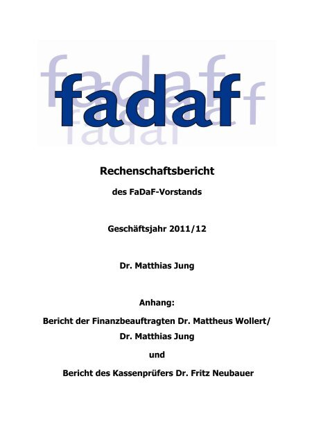 Rechenschaftsbericht des FaDaF e.V. 2010/11 - Fachverband DaF