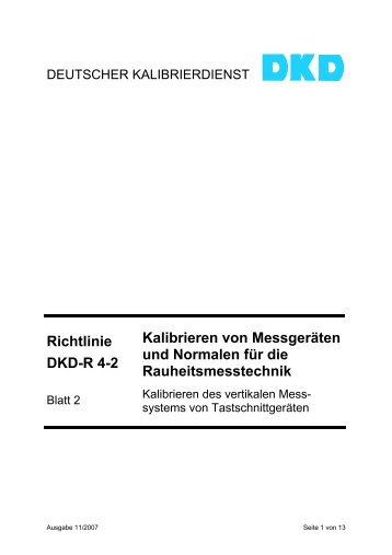 Richtlinie DKD-R 4-2 Kalibrieren von Messgeräten und Normalen ...