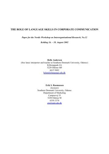 the role of language skills in corporate communication