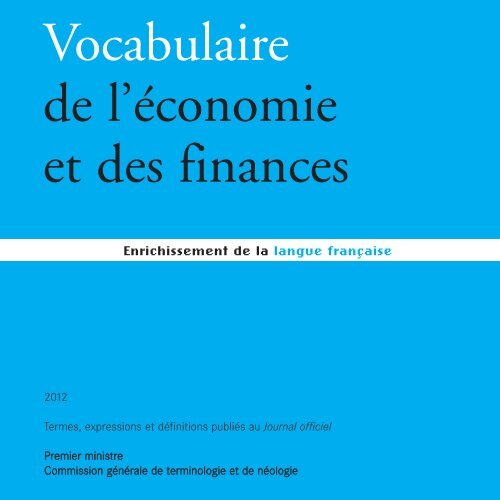 Vocabulaire de l'économie et des finances - Ministère de l'Economie ...