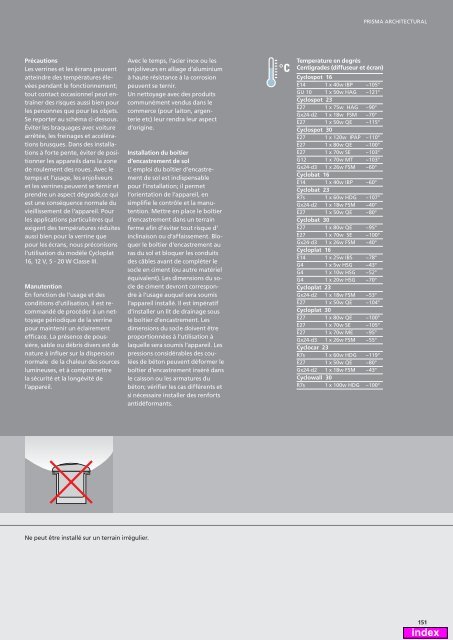 CATALOGUE D'APPAREILS POUR EXTÃRIEURS 2010/2011 index