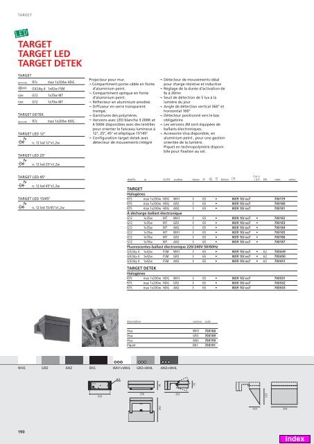 CATALOGUE D'APPAREILS POUR EXTÃRIEURS 2010/2011 index