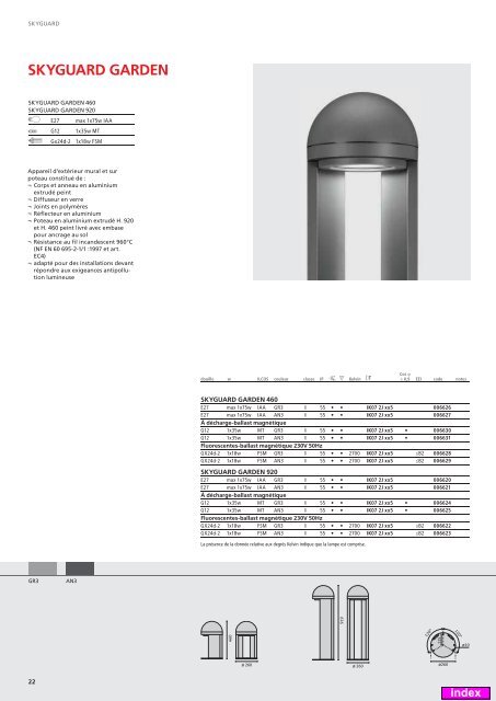 CATALOGUE D'APPAREILS POUR EXTÃRIEURS 2010/2011 index