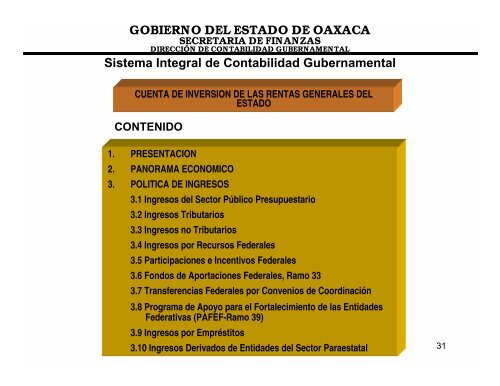 Gobierno del Estado de Oaxaca Secretaria de Finanzas