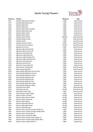 Seed assortment 2012 - Young Flowers A/S