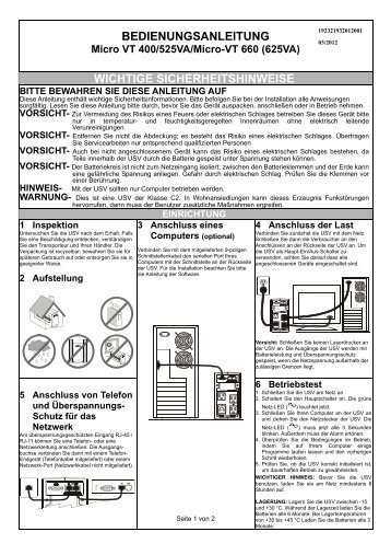 Benutzerhandbuch Micro-VT 400/660VA - AdPoS USV