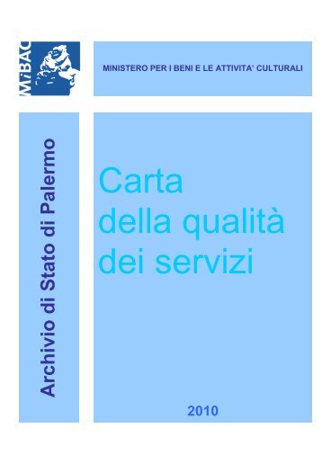 Carta della qualitÃ  dei servizi - Archivio di Stato di Palermo