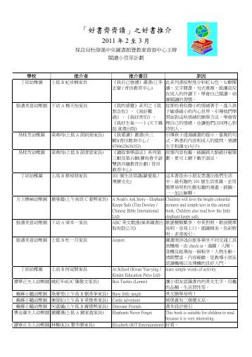 「好書齊齊讀」之好書推介 - 保良局杜偉强中央圖書館暨教案資源中心