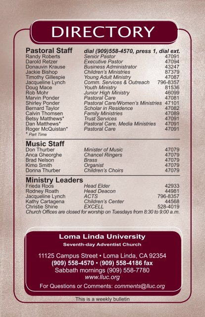 August 9, 2008 - Loma Linda University Church of Seventh-day ...