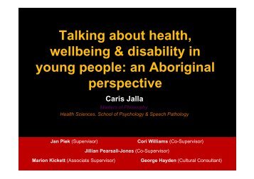 Talking about health, wellbeing & disability in young people: an ...
