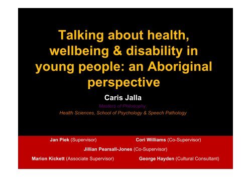 Talking about health, wellbeing & disability in young people: an ...