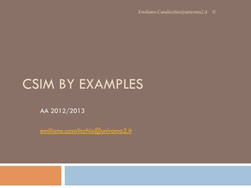 CSIM BY EXAMPLES