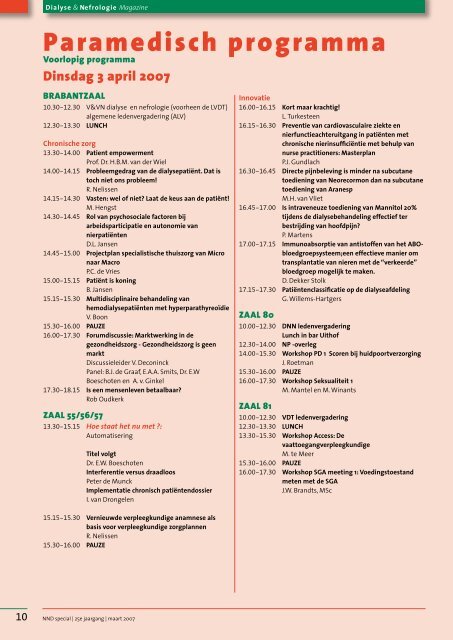 weten over de 7e nederlandse nefrologiedagen? - V&VN Dialyse en ...