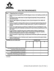 NLS Pool Test Item Worksheets - Lifesaving Society