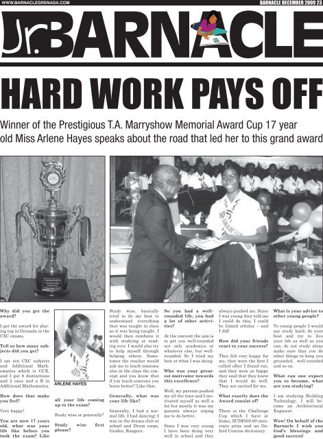 Winner of the Prestigious T.A. Marryshow Memorial Award Cup 17 ...