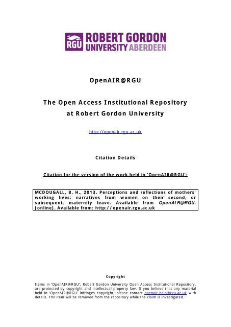 Basia McDougall MPhil.pdf - OpenAIR @ RGU - Robert Gordon ...