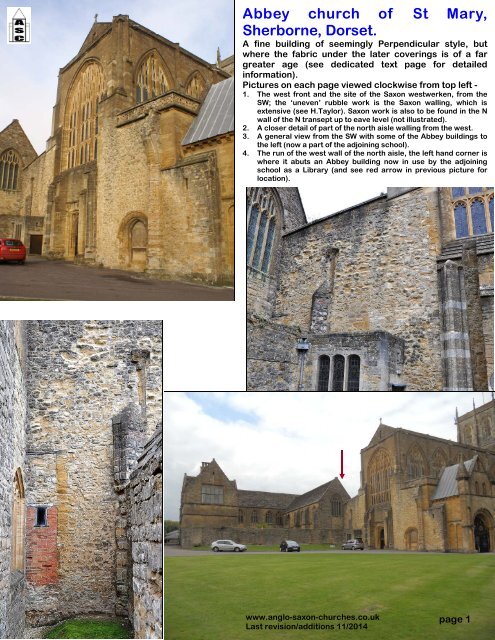 Abbey church of St Mary, Sherborne, Dorset. - Anglo-Saxon churches