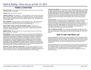 Pfeil & Holing - Price List as of Feb. 15, 2013