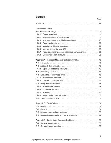 Pump Intake Design - ANSI/HI 9.8: 1998 - the Hydraulic Institute