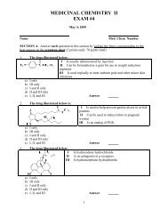 medicinal chemistry ii exam #4 - Department of Medicinal Chemistry