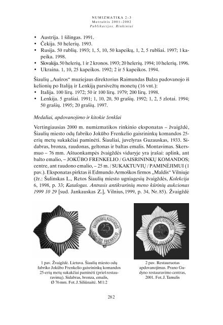 lietuvos muziejÅ³ numizmatikos rinkiniai. 2000 - Lietuvos nacionalinis ...