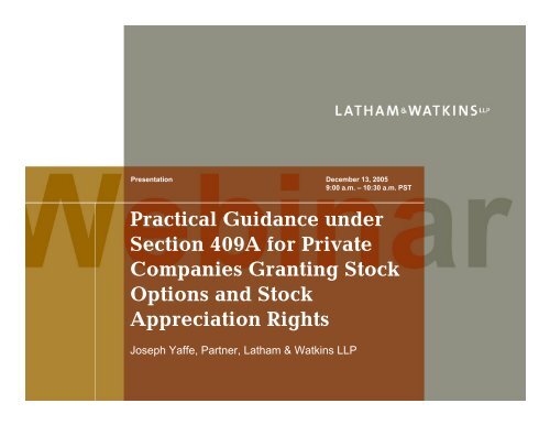 Practical Guidance under Section 409A for ... - Latham & Watkins