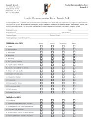 Teacher Recommendation Form: Grades 1â4 - Ensworth School