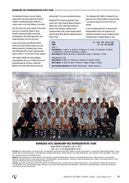 2011 VCFL Annual Report - Victorian Country Football League