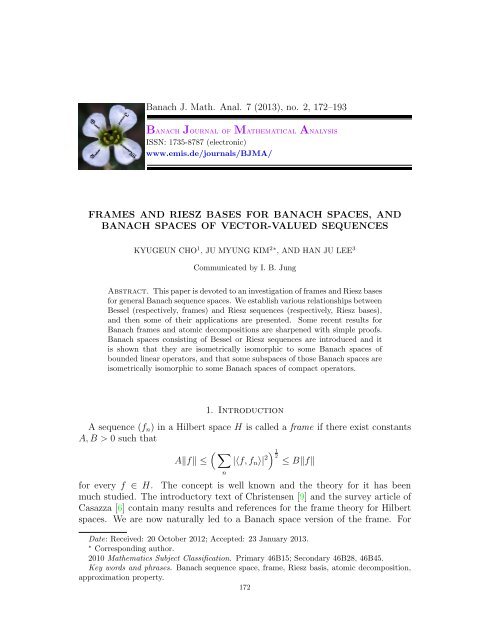 Frames and Riesz bases for Banach spaces, and Banach spaces of ...