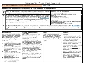 Reading Instructional Planning Guide Ã¢Â€Â¢ Kindergarten Ã¢Â€Â“ Second Grade