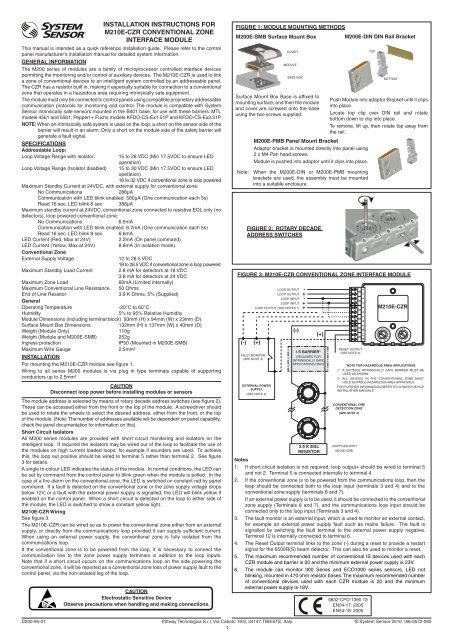 installation instructions for m210e-czr conventional zone interface ...