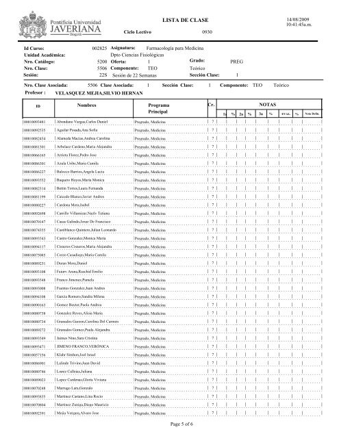 LISTA DE CLASE