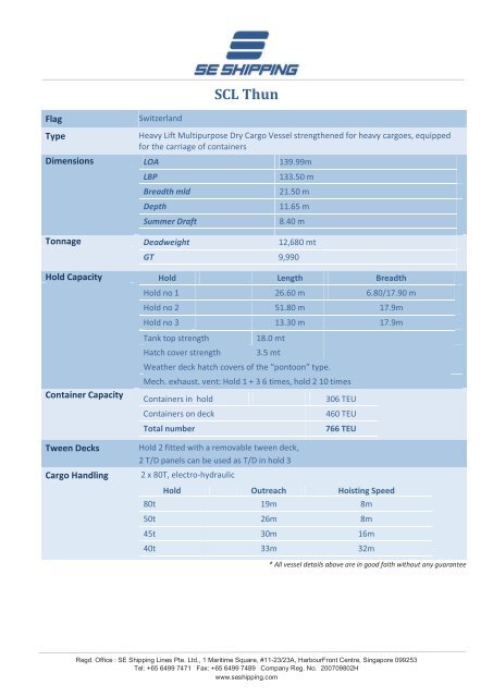 SCL Thun Vessel Details.pdf - SE Shipping Lines Pte. Ltd.