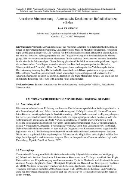 Krajewski, J. (2008). Akustische Stimmmessung