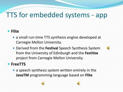 Text-to-speech man-machine interface in embedded systems