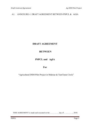 Draft Contract/Agreement - PSPCL