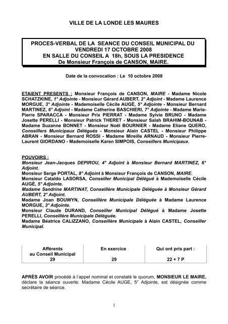 PV CM DU 17 10 08.pdf - Mairie de La Londe les Maures