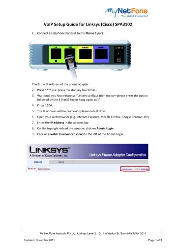 VoIP Setup Guide for Linksys (Cisco) SPA3102 - MyNetFone