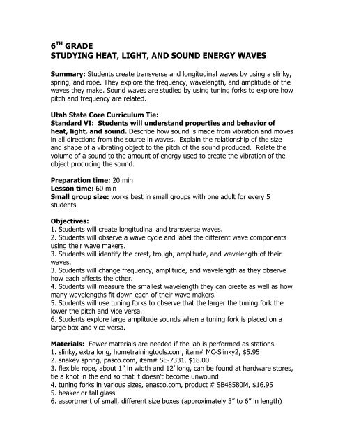 Heat, light And Sound Energy Waves - Beacon Heights Website