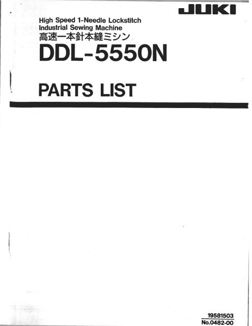 Parts book for Juki DDL-5550N