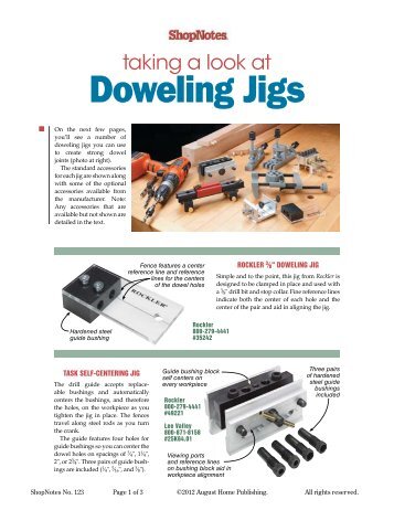 Doweling Jigs - ShopNotes