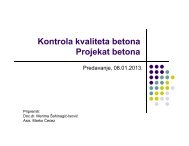 Kontrola kvalitete betona. Projekat betona - GF:UNMO:BA