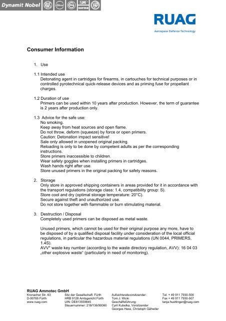 Consumer Information - RWS