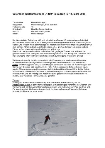 Veteranen-Skitourenwoche „1400“ in Sedrun 5 ... - SAC Sektion Bern