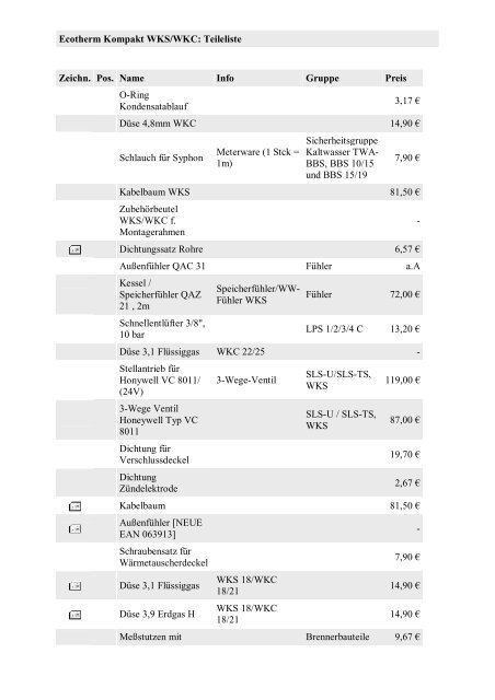 Ecotherm Kompakt WKS/WKC: Teileliste Zeichn. Pos ... - TheKeSo.de