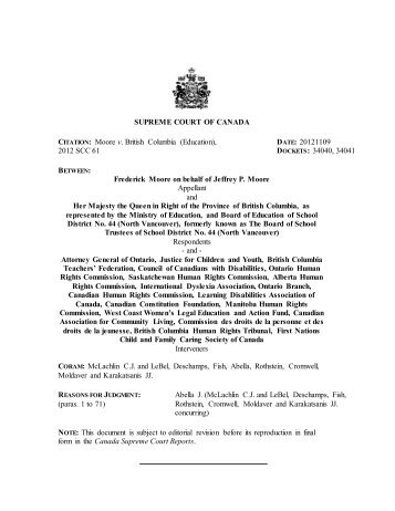 Moore v. British Columbia (Education) - Supreme Court of Canada