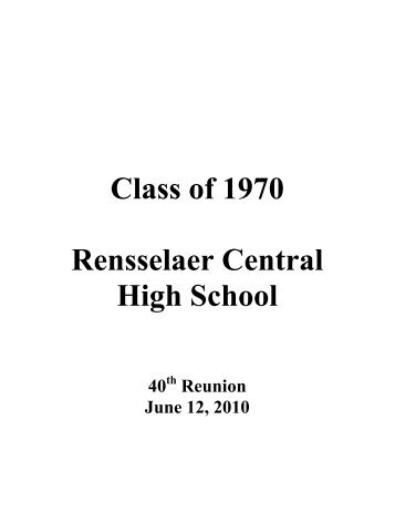 Class of 1970 Rensselaer Central High School - Jasper County ...